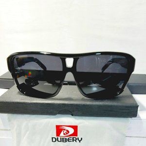 DUBERY Sunglasses Polarized 100% UV Design in Italy Black Lens , Black & White